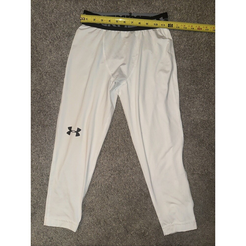 Under Armour Youth 3/4 Leggings Heat Cold Gear Base Layer Compression Lg White